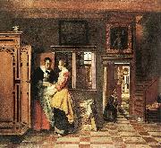 Pieter de Hooch At the Linen Closet oil on canvas